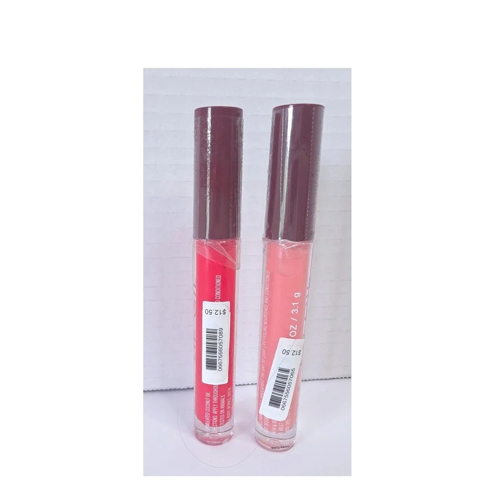 Bath & Body Works Lip Oil Set Poppy Red Ballet Pink Coconut Oil 0.11 oz 2 Pack